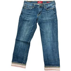 Lucky Brand Button Fly Capri Jeans Size 2 Dark Wash Women's Straight Leg Denim